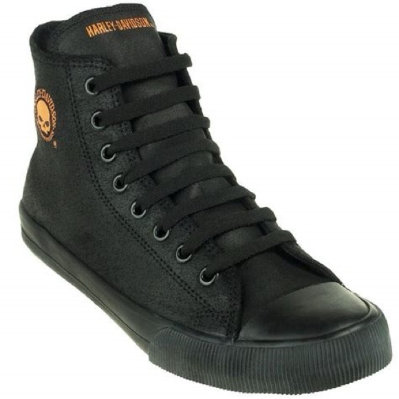Harley-Davidson-Baxter Sneakers Black/Orange Men's Skull High Top Shoes 9.5 NWT - Picture 4 of 11